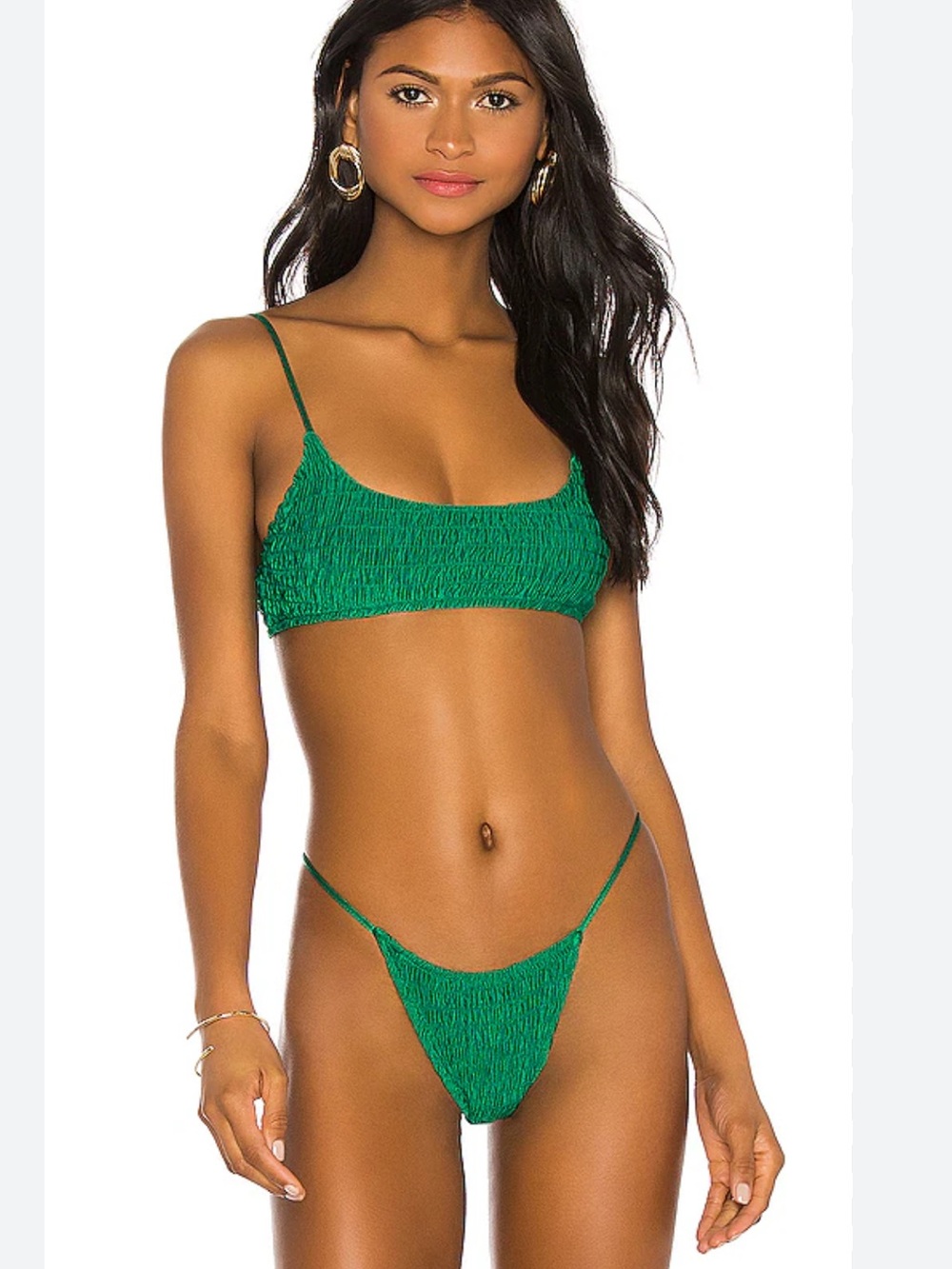 superdown Olivia Smocked Bikini Set - Emerald Green